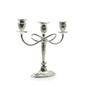 Candelabro argento fiocco base ovale