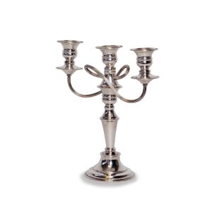 Candelabro argento fiocco base tonda