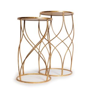 Tavolo tondo specchio oro