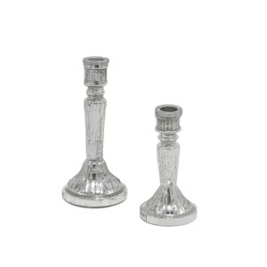 Candelabro monofiamma vetro argentato