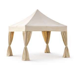 Gazebo in legno con tessuto beige